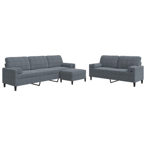 Ensemble de canapés 3 pcs avec coussins et traversins velours