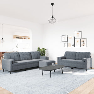 Ensemble de canapés 3 pcs avec coussins et traversins velours