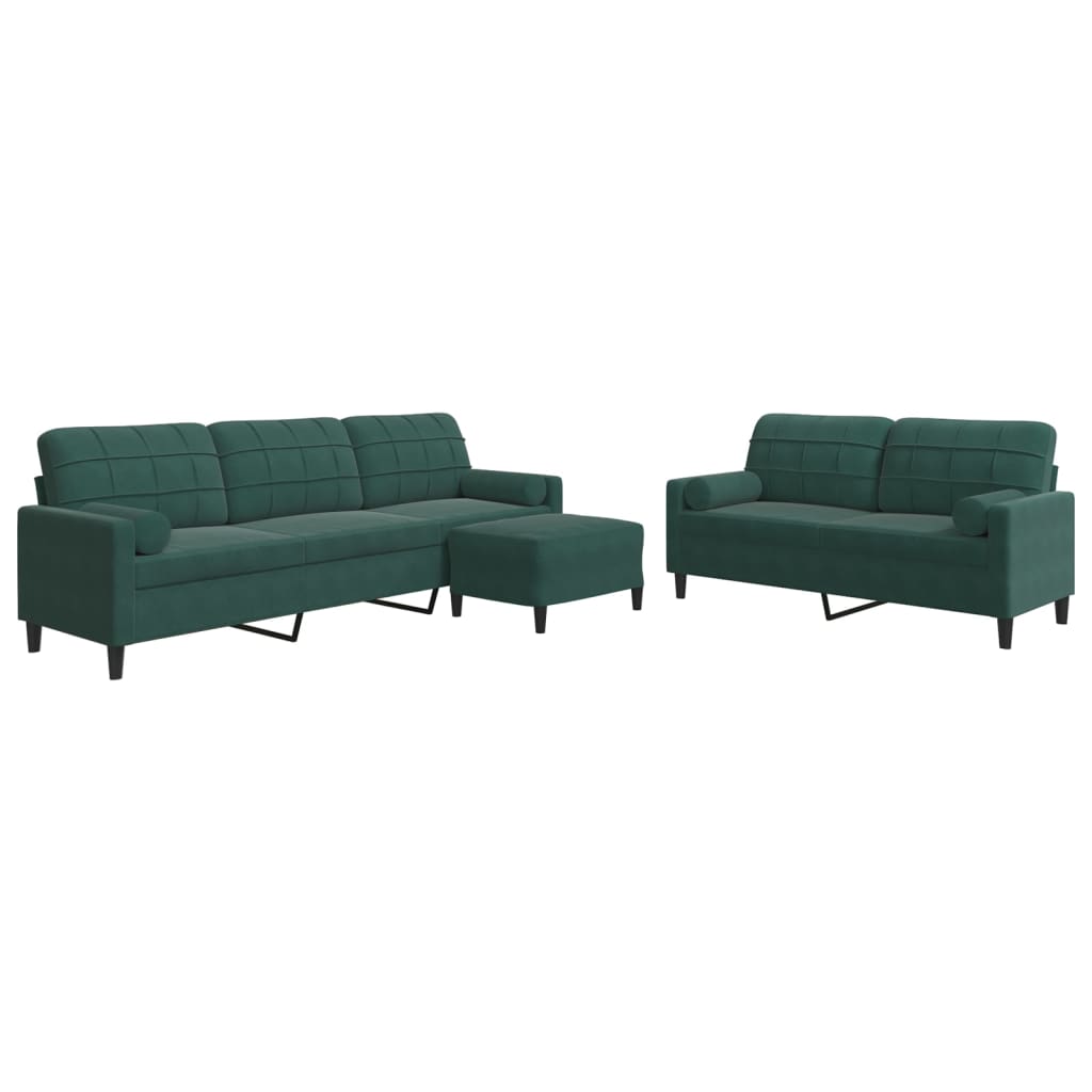 Ensemble de canapés 3 pcs avec coussins et traversins velours