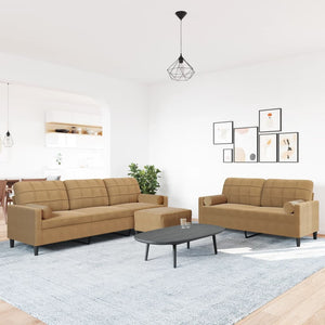 Ensemble de canapés 3 pcs avec coussins et traversins velours