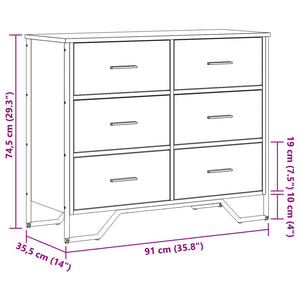 Commode chêne marron 91x35,5x74,5 cm bois d'ingénierie