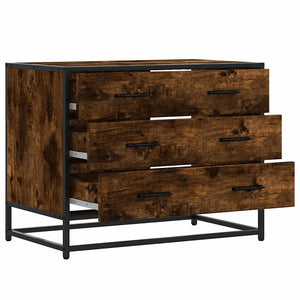 Commode chêne fumé 70x41x56 cm bois d'ingénierie