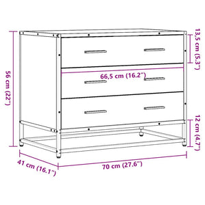 Commode chêne fumé 70x41x56 cm bois d'ingénierie
