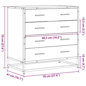 Commode chêne marron 70x41x70 cm bois d'ingénierie