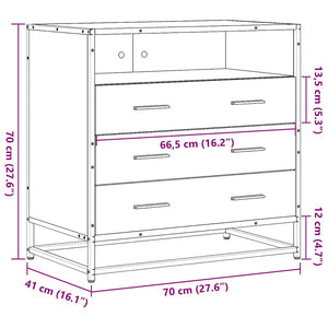 Commode sonoma gris 70x41x70 cm bois d'ingénierie