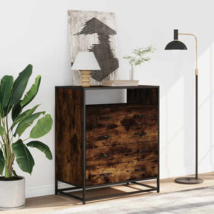 Commode chêne fumé 70x41x83,5 cm bois d'ingénierie
