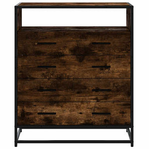 Commode chêne fumé 70x41x83,5 cm bois d'ingénierie