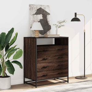 Commode chêne marron 70x41x83,5 cm bois d'ingénierie