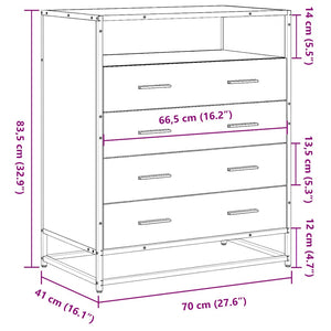 Commode chêne marron 70x41x83,5 cm bois d'ingénierie