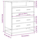 Commode chêne marron 70x41x83,5 cm bois d'ingénierie