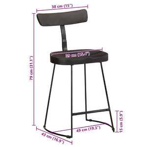 Tabourets de bar lot de 2 noir 49x43x79 cm bois manguier massif