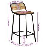 Tabourets de bar lot de 2 46x35,5x80cm bois massif récupération