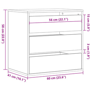 Commode d'angle gris béton 60x41x58 cm bois d'ingénierie