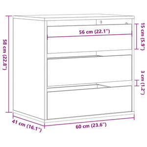 Commode d'angle chêne artisanal 60x41x58 cm bois d'ingénierie