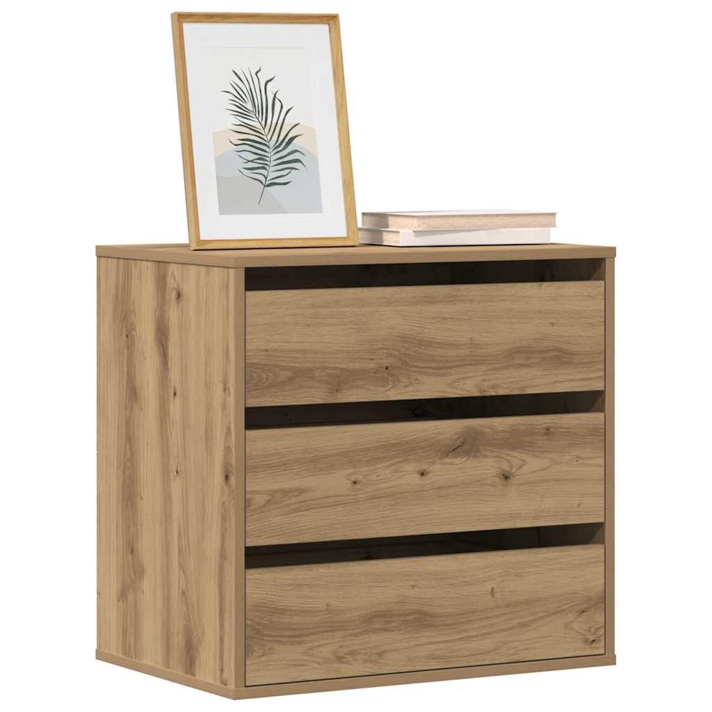 Commode d'angle chêne artisanal 60x41x58 cm bois d'ingénierie