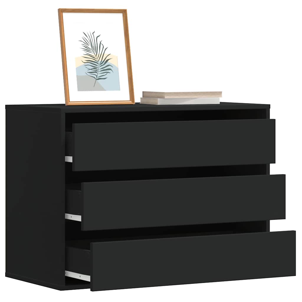 Commode d'angle noir 80x41x58 cm bois d'ingénierie