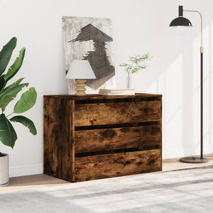 Commode d'angle chêne fumé 80x41x58 cm bois d'ingénierie