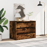 Commode d'angle chêne fumé 80x41x58 cm bois d'ingénierie