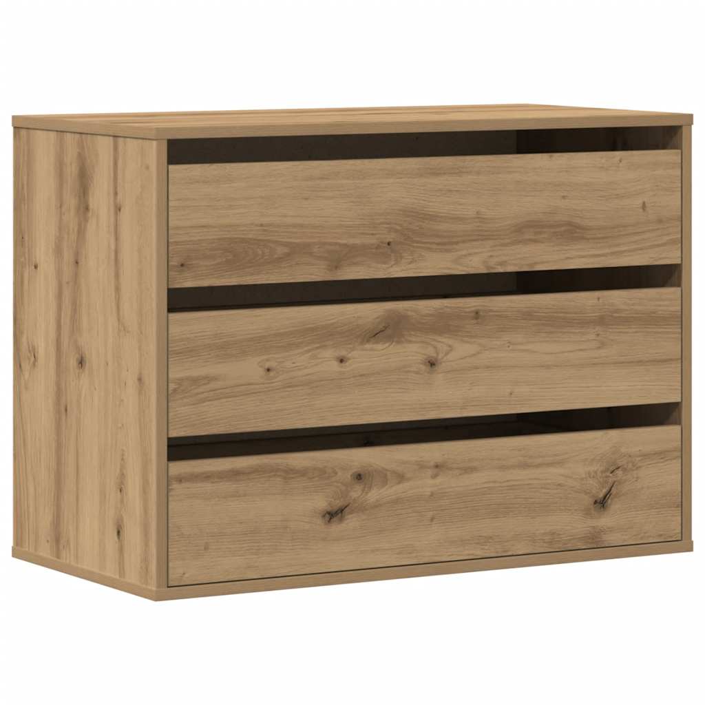 Commode d'angle chêne artisanal 80x41x58 cm bois d'ingénierie
