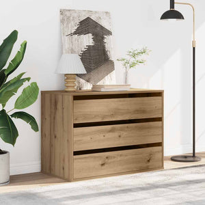Commode d'angle chêne artisanal 80x41x58 cm bois d'ingénierie