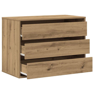 Commode d'angle chêne artisanal 80x41x58 cm bois d'ingénierie
