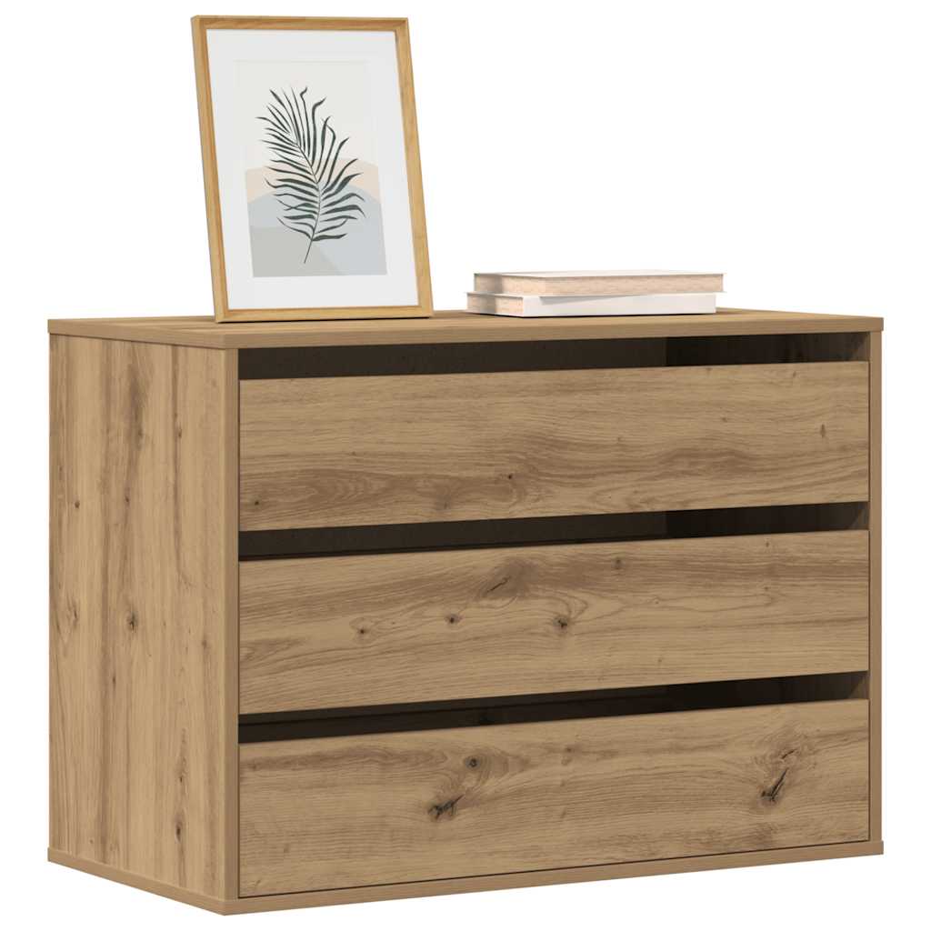 Commode d'angle chêne artisanal 80x41x58 cm bois d'ingénierie