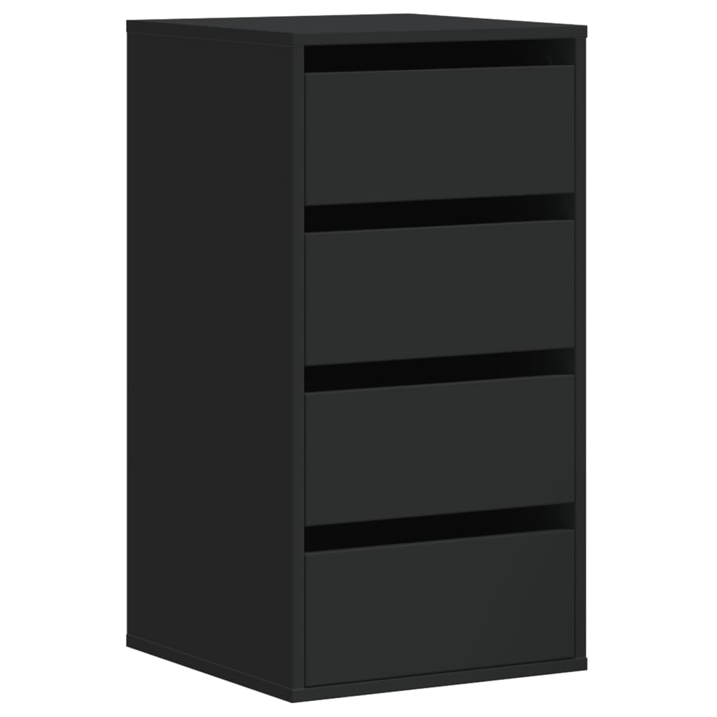 Commode d'angle noir 40x41x76 cm bois d'ingénierie