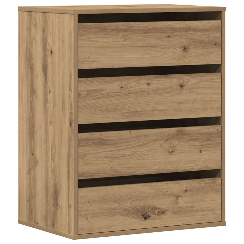 Commode d'angle chêne artisanal 60x41x76 cm bois d'ingénierie