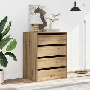 Commode d'angle chêne artisanal 60x41x76 cm bois d'ingénierie