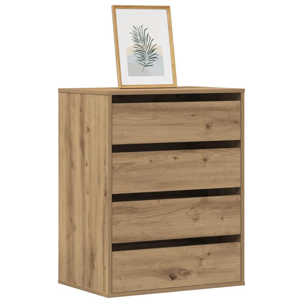Commode d'angle chêne artisanal 60x41x76 cm bois d'ingénierie