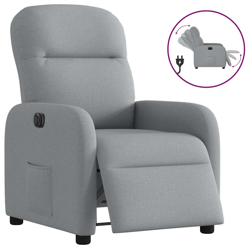 Fauteuil inclinable électrique Gris clair Tissu