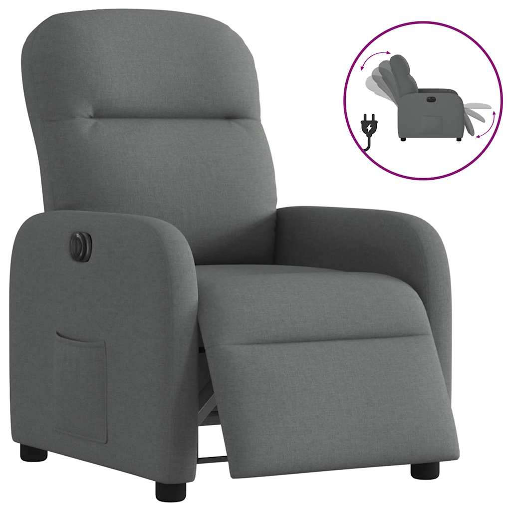 Fauteuil inclinable électrique Gris foncé Tissu