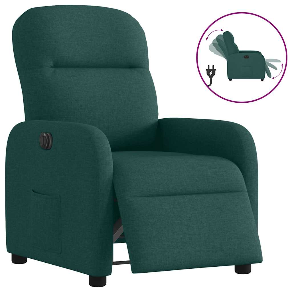 Fauteuil inclinable électrique Vert foncé Tissu