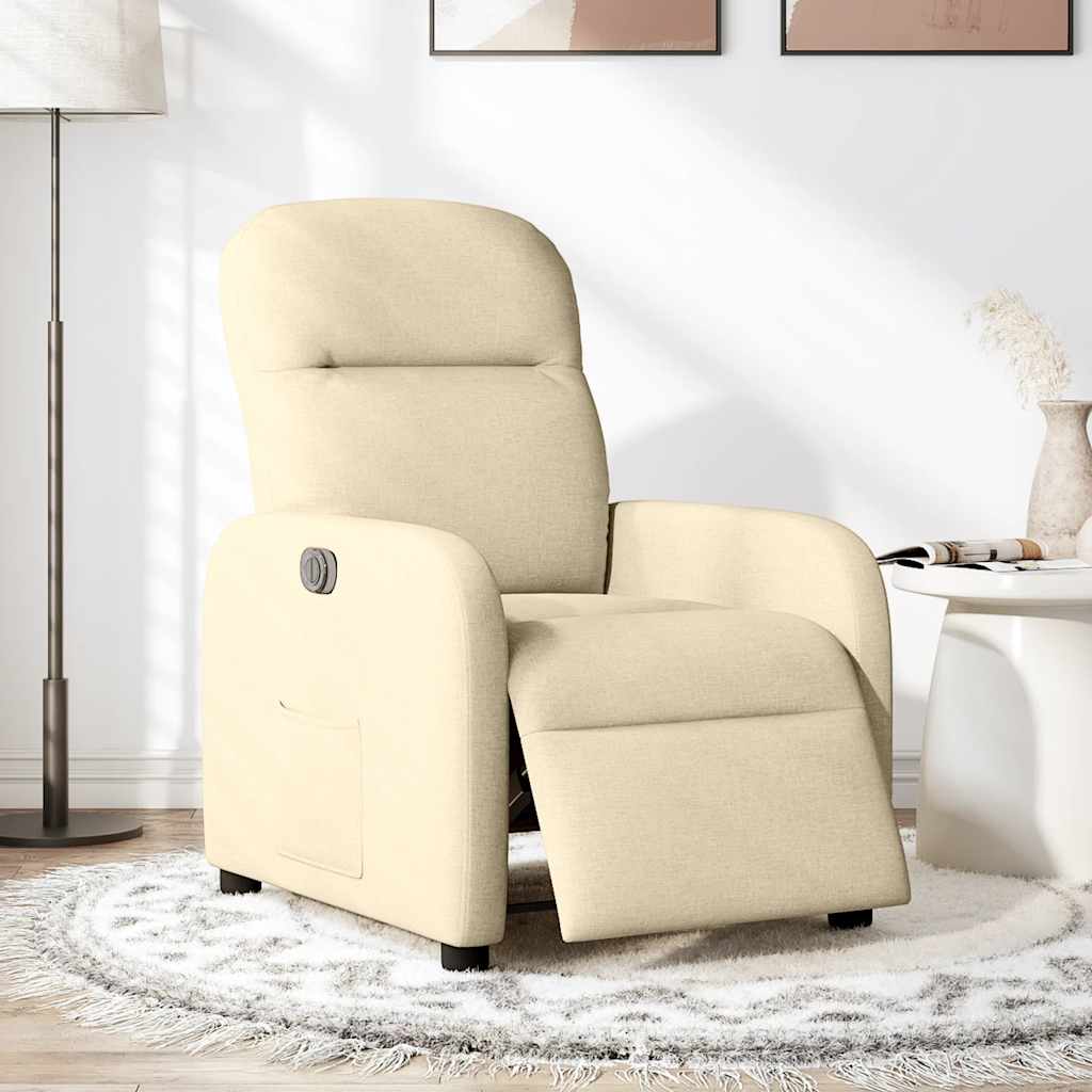 Fauteuil inclinable électrique Crème Tissu