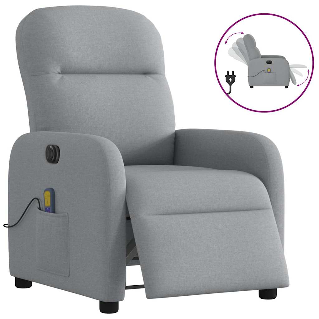 Fauteuil de massage inclinable électrique gris clair tissu