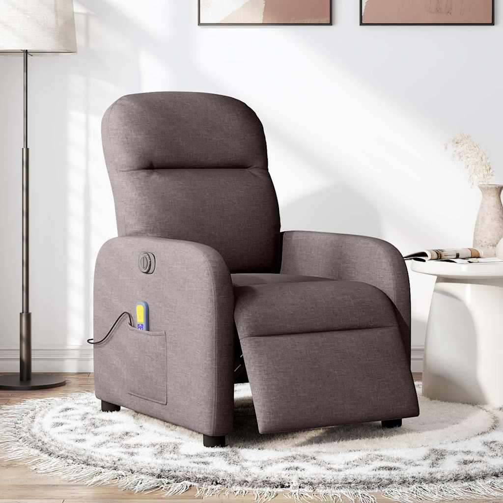 Fauteuil de massage inclinable électrique Marron foncé Tissu