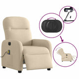 Fauteuil inclinable de massage électrique crème tissu