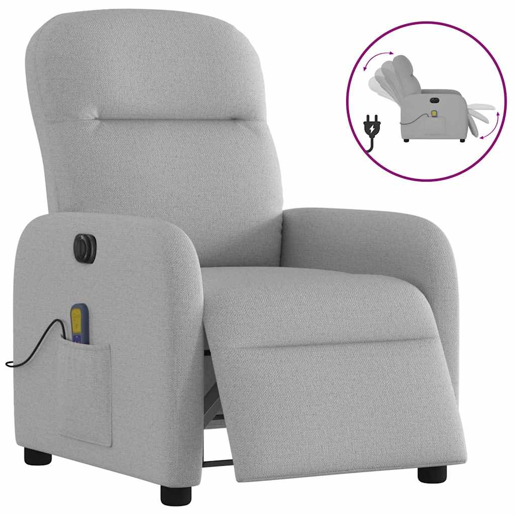 Fauteuil de massage inclinable électrique gris nuage tissu
