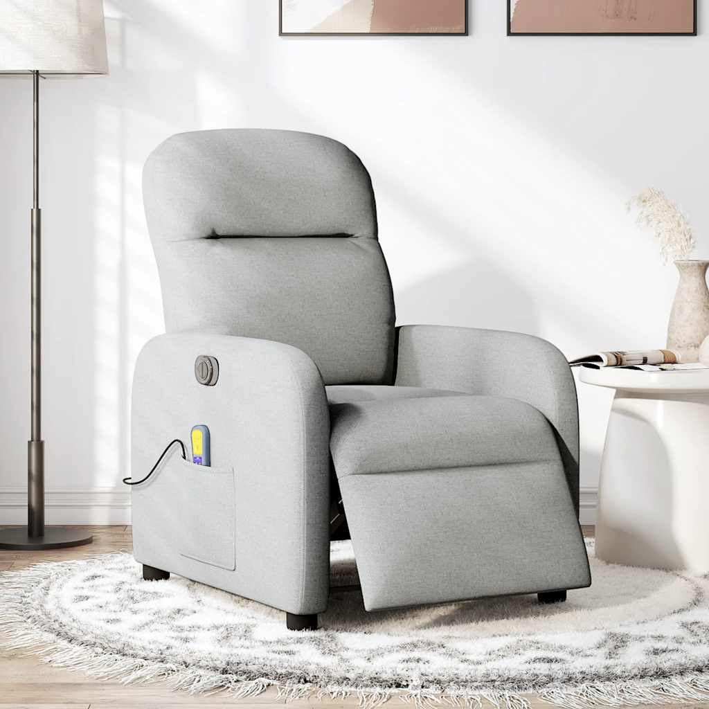 Fauteuil de massage inclinable électrique gris nuage tissu