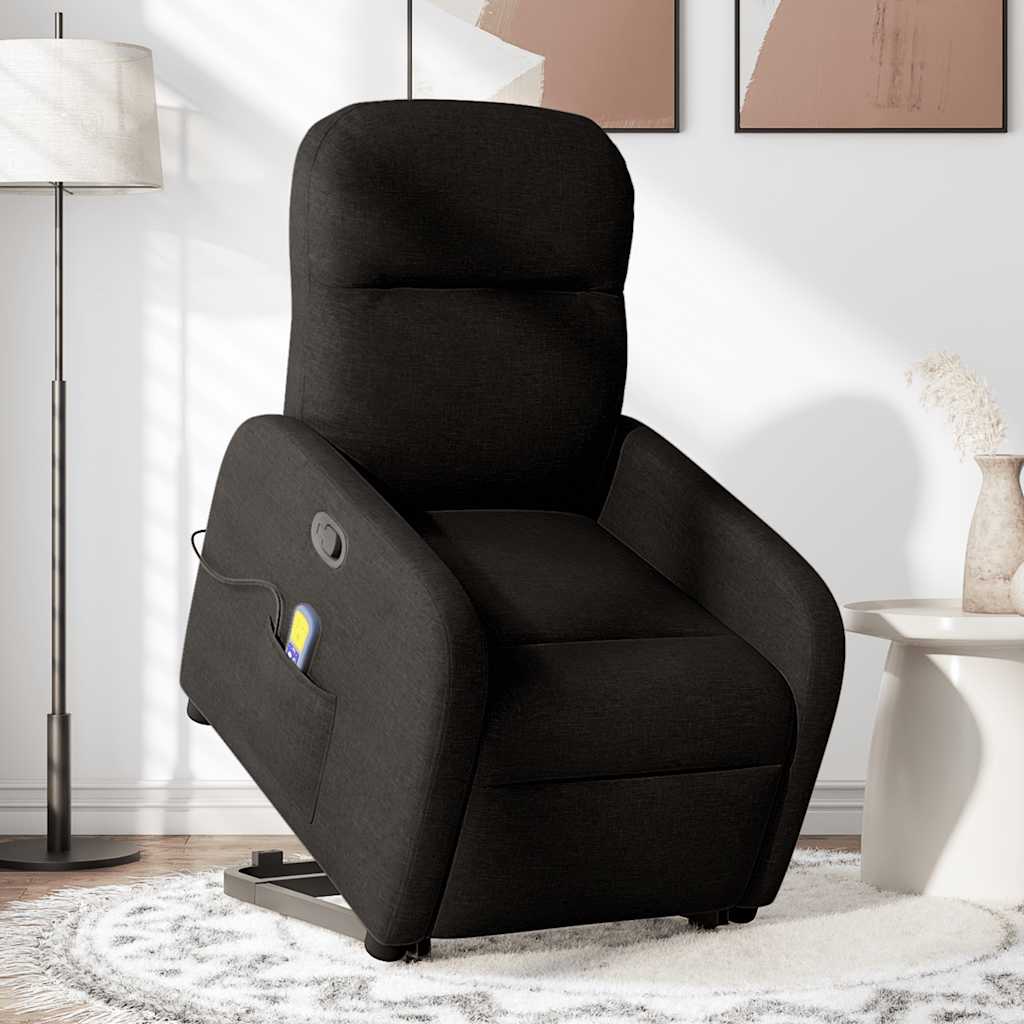 Fauteuil de massage inclinable Noir Tissu