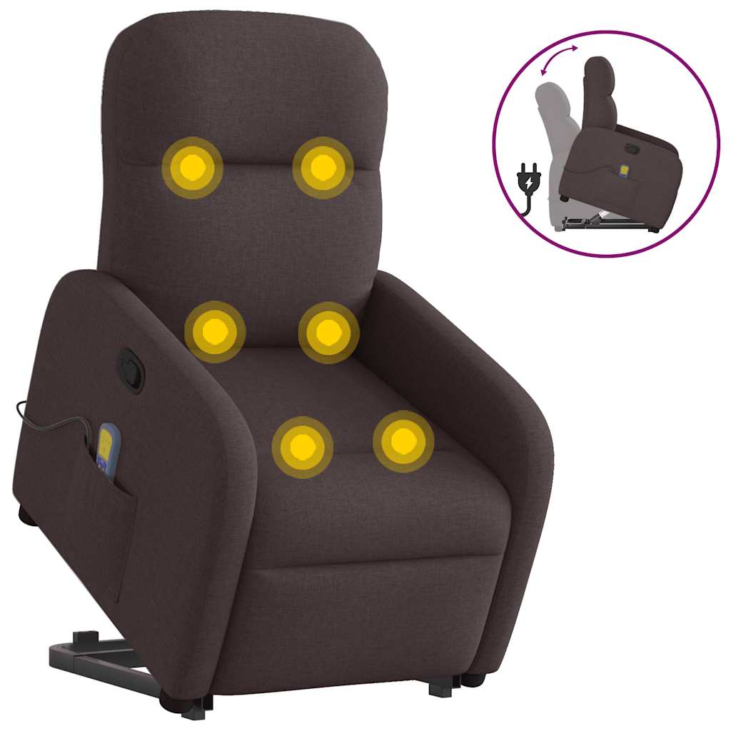 Fauteuil inclinable de massage Marron foncé Tissu