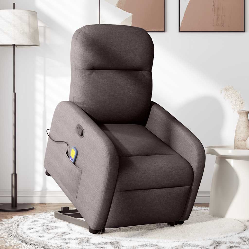 Fauteuil inclinable de massage Marron foncé Tissu