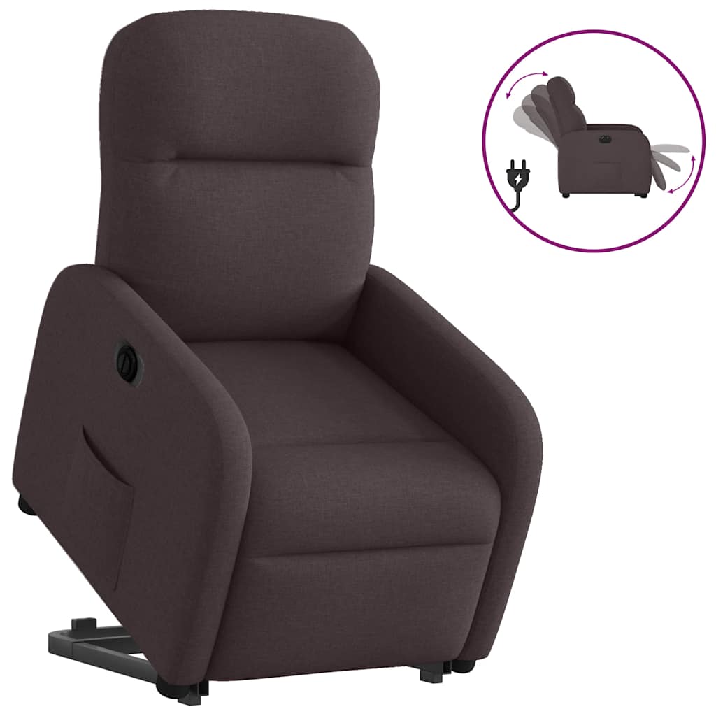 Fauteuil inclinable électrique marron foncé tissu