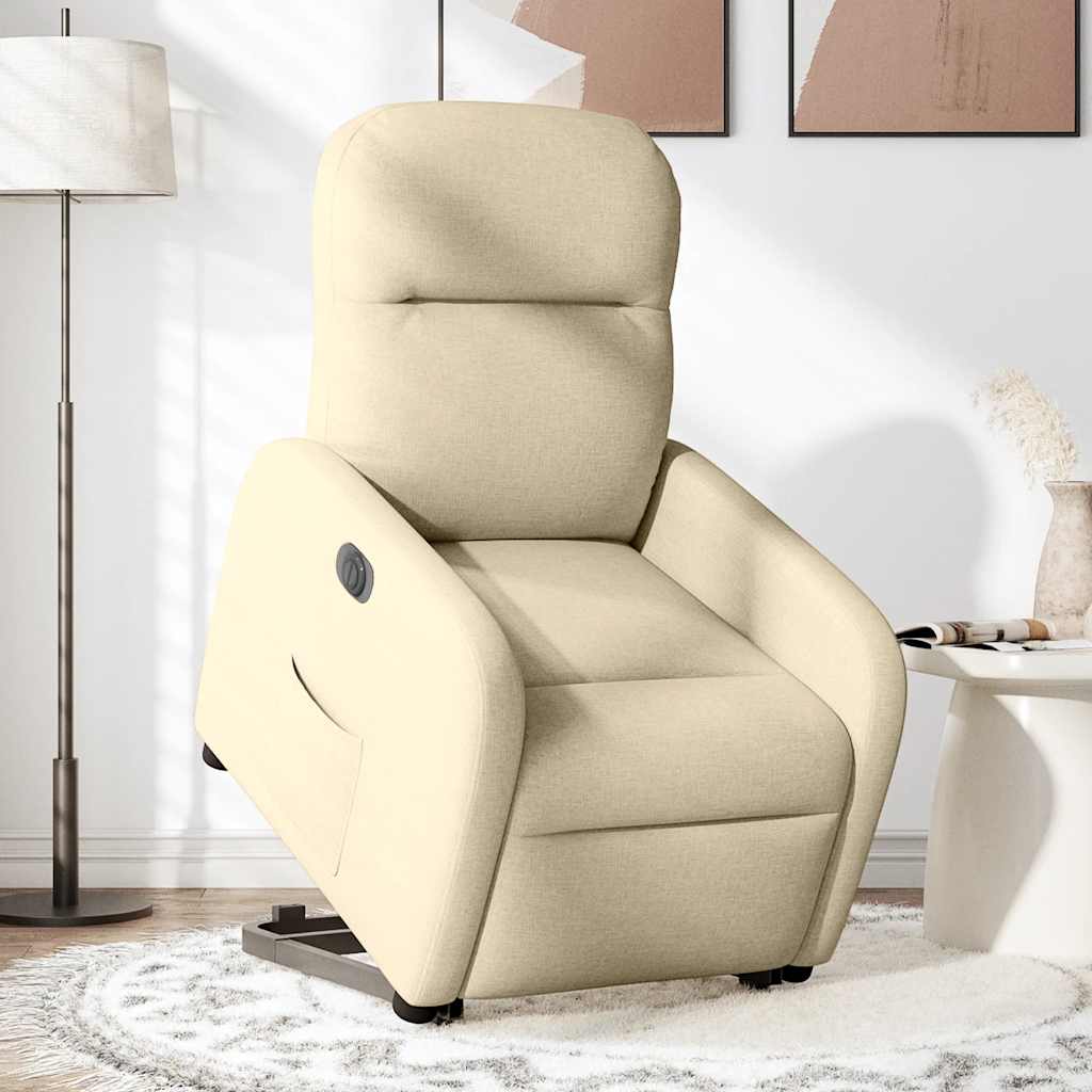 Fauteuil inclinable électrique crème tissu