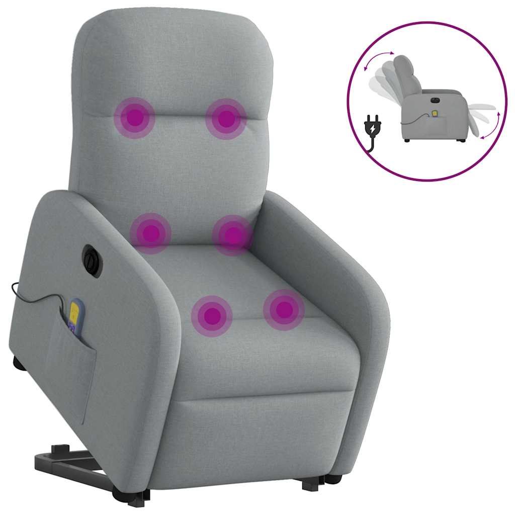 Fauteuil inclinable de massage électrique Gris clair Tissu