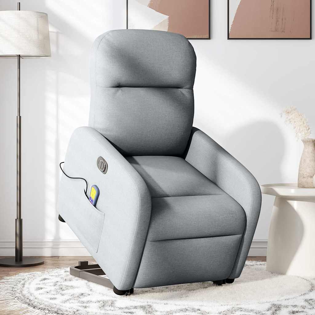 Fauteuil inclinable de massage électrique Gris clair Tissu