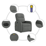 Fauteuil inclinable de massage électrique Gris foncé Tissu