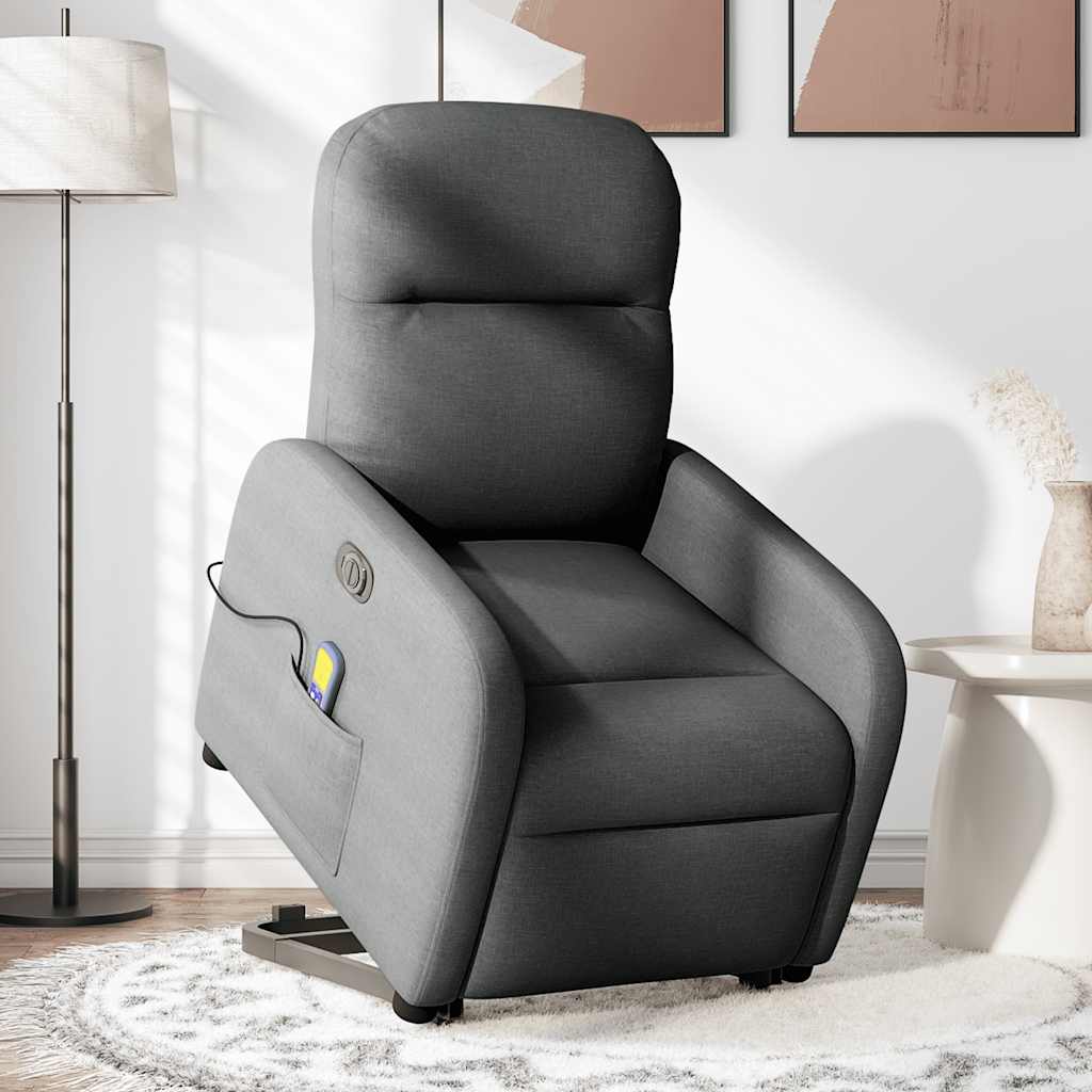 Fauteuil inclinable de massage électrique Gris foncé Tissu