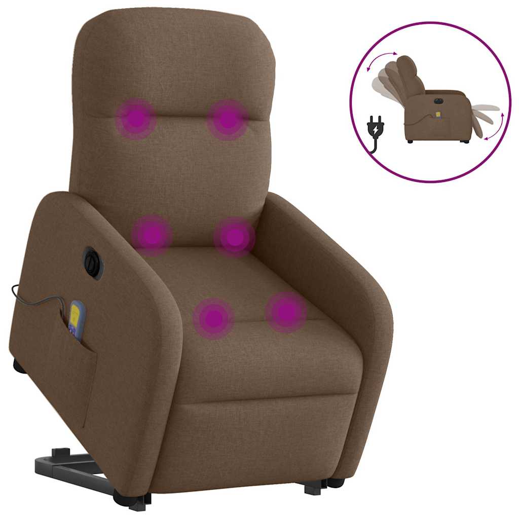 Fauteuil inclinable de massage électrique Marron Tissu