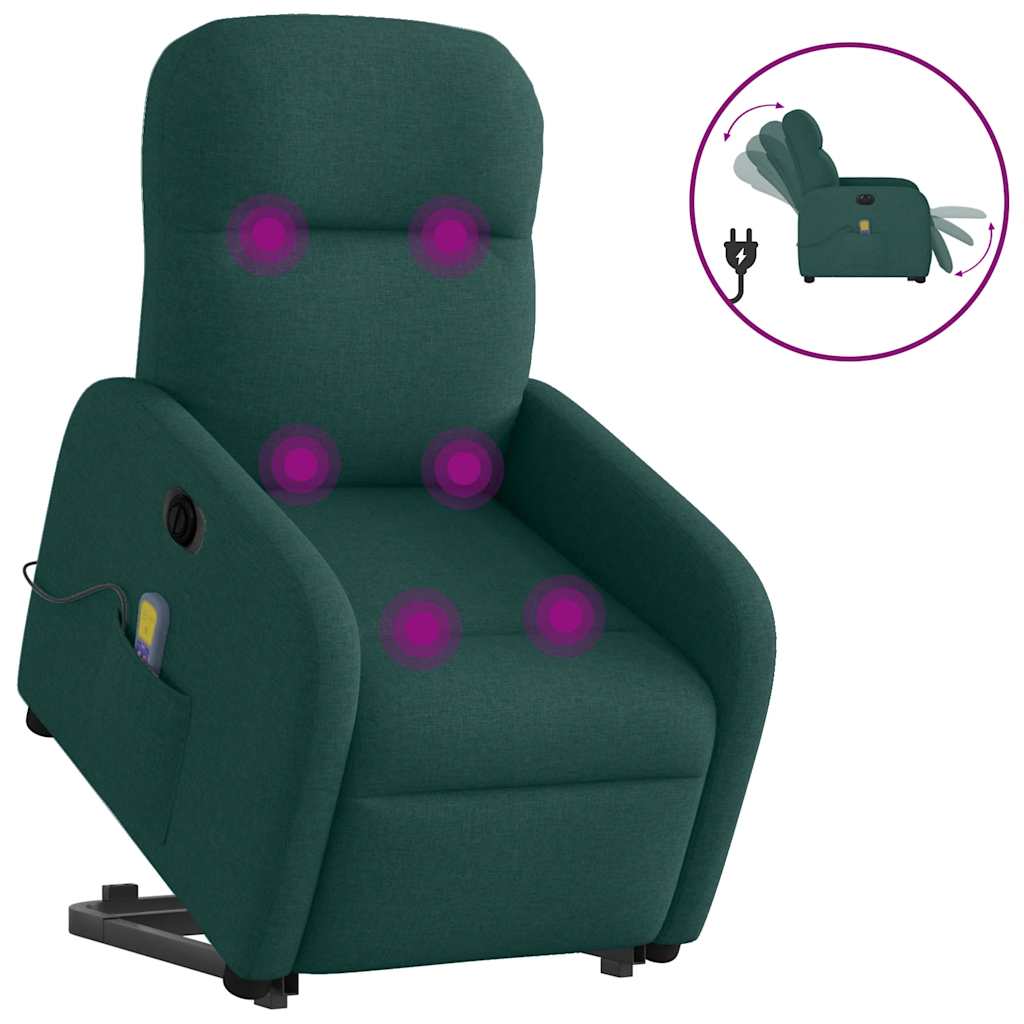 Fauteuil inclinable de massage électrique Vert foncé Tissu